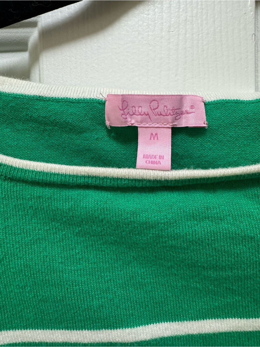 Lilly Pulitzer Green and White Striped Sweater with Pink Label - Picture 3 of 3